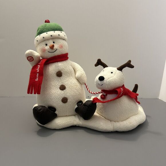 2004 Hallmark Jingle Pals Snowman & Dog Animated Musical Singing Plush - Tested - Picture 1 of 10